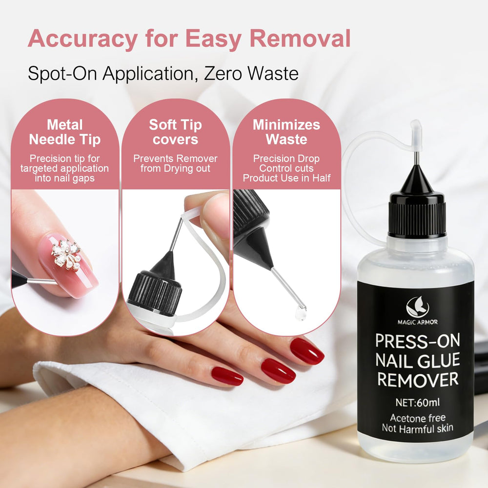 MAGIC ARMOR product drops on surface showing gel texture that dissolves glue