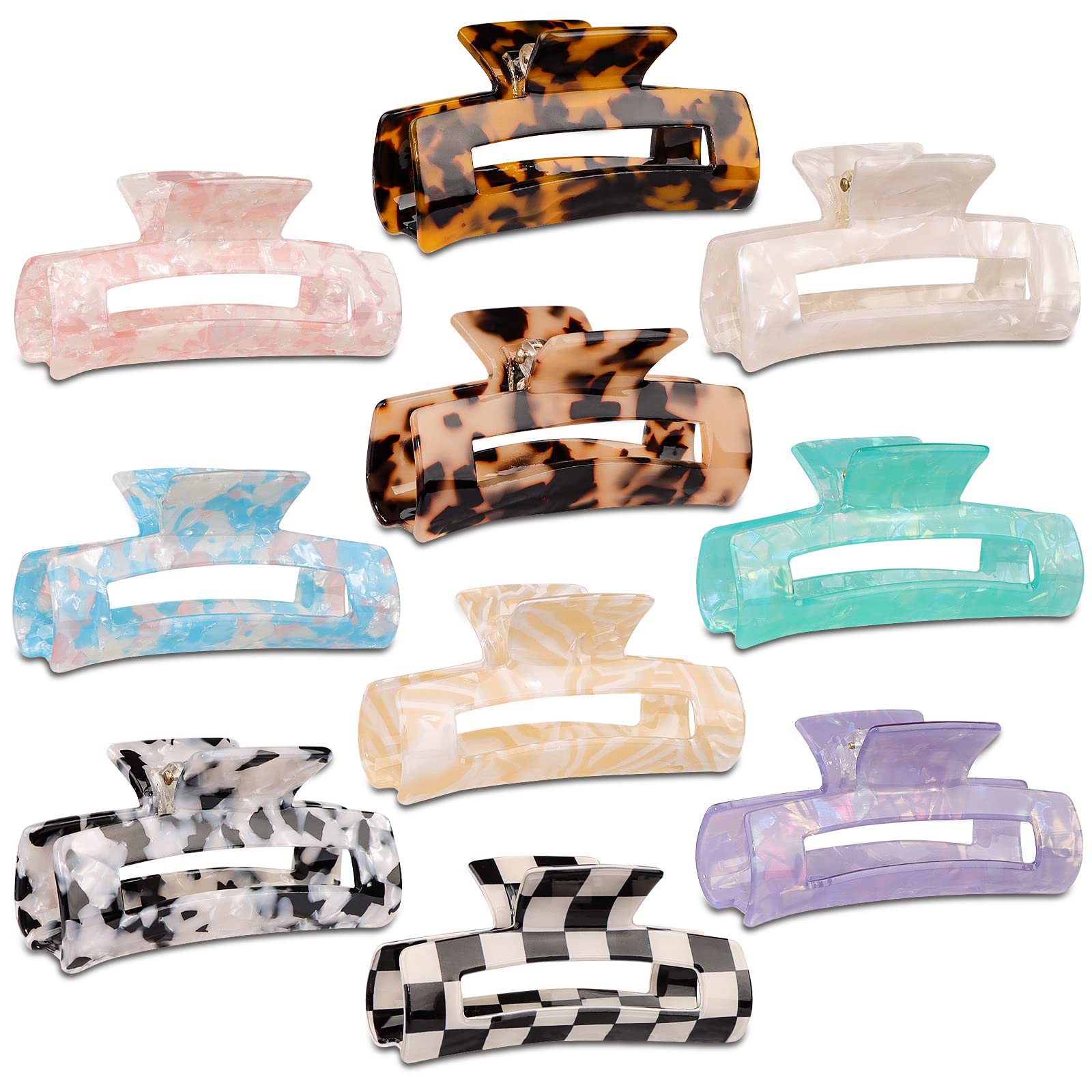 Magicsky front view of ten rectangle clips showing color variety and fast styling