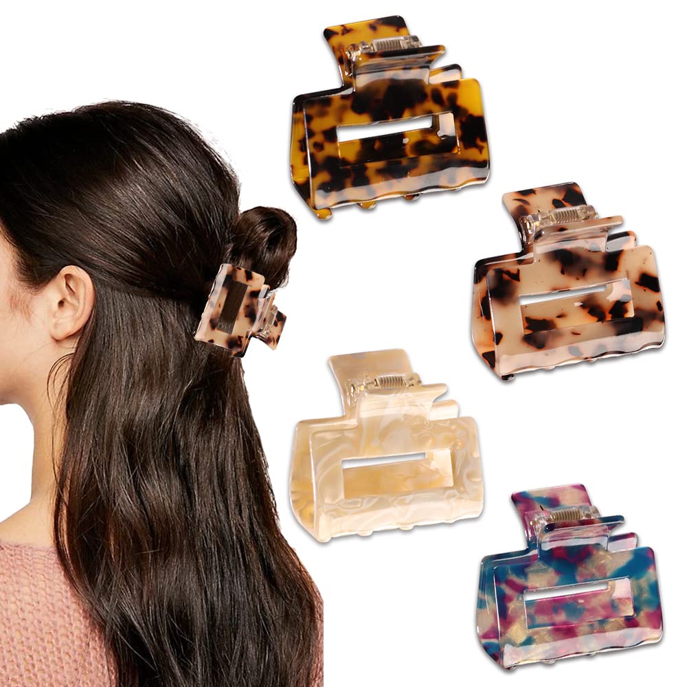 Magicsky tortoise shell claw clips front view shows stylish pattern and compact size