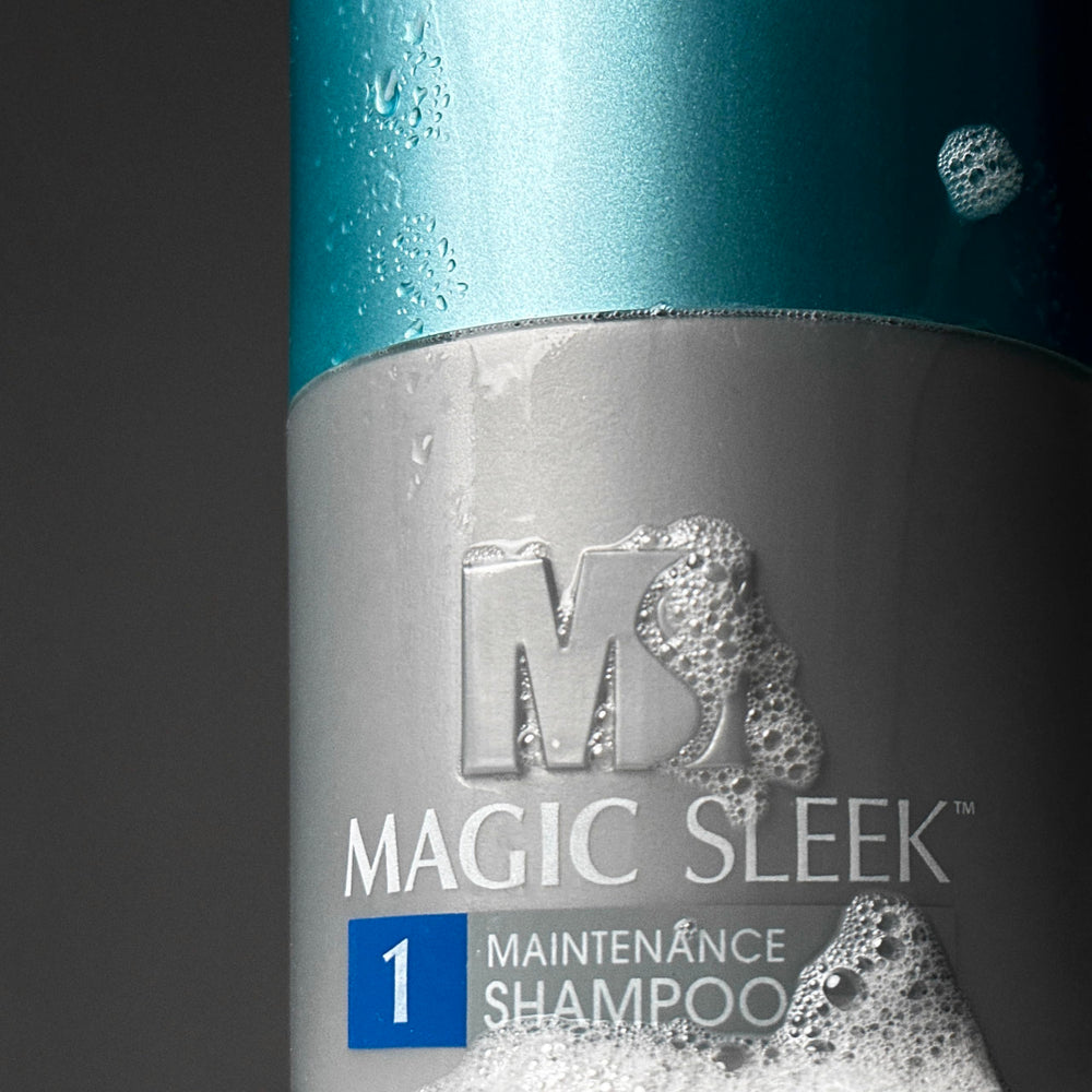 MagicSleek being applied to wet hair demonstrating effective cleansing benefit