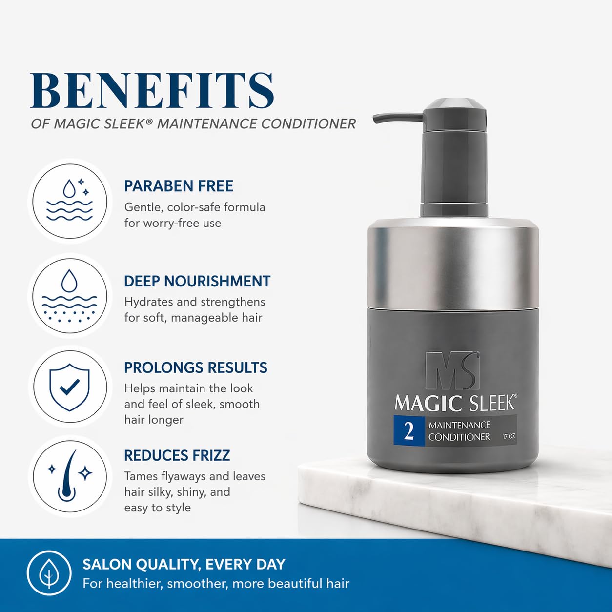 MagicSleek creamy conditioner texture pouring, showing smoothing consistency