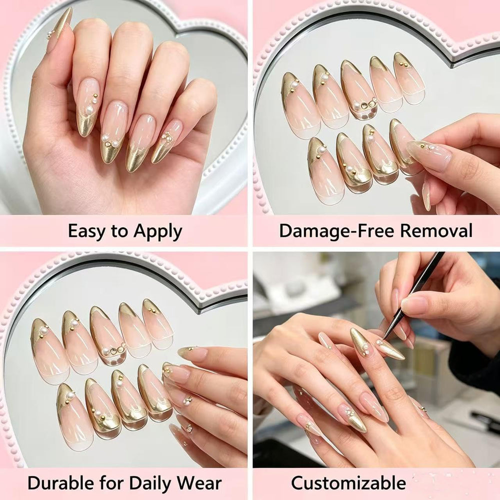 Magrace nails applied on hand lifestyle shot showing instant polished appearance