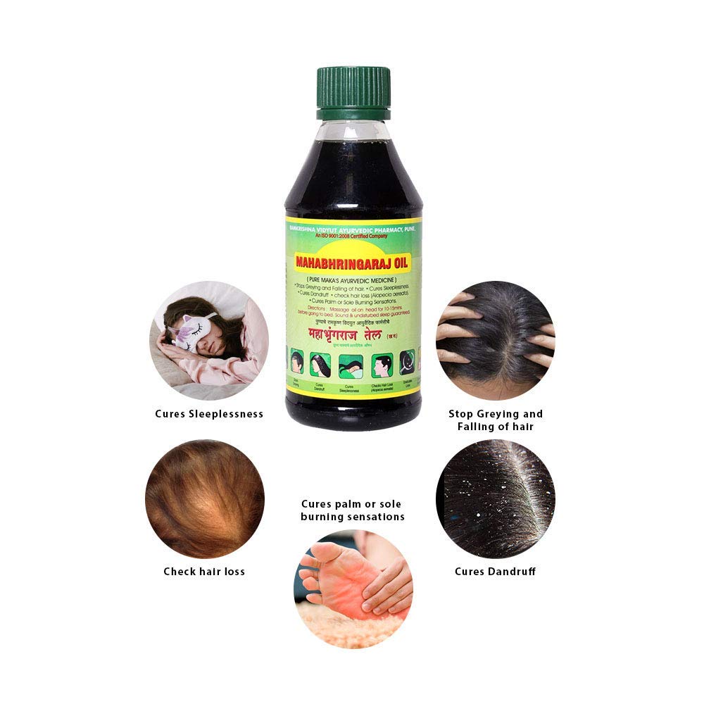 Mahabhringaraj Oil applied during scalp massage demonstrating calming benefit