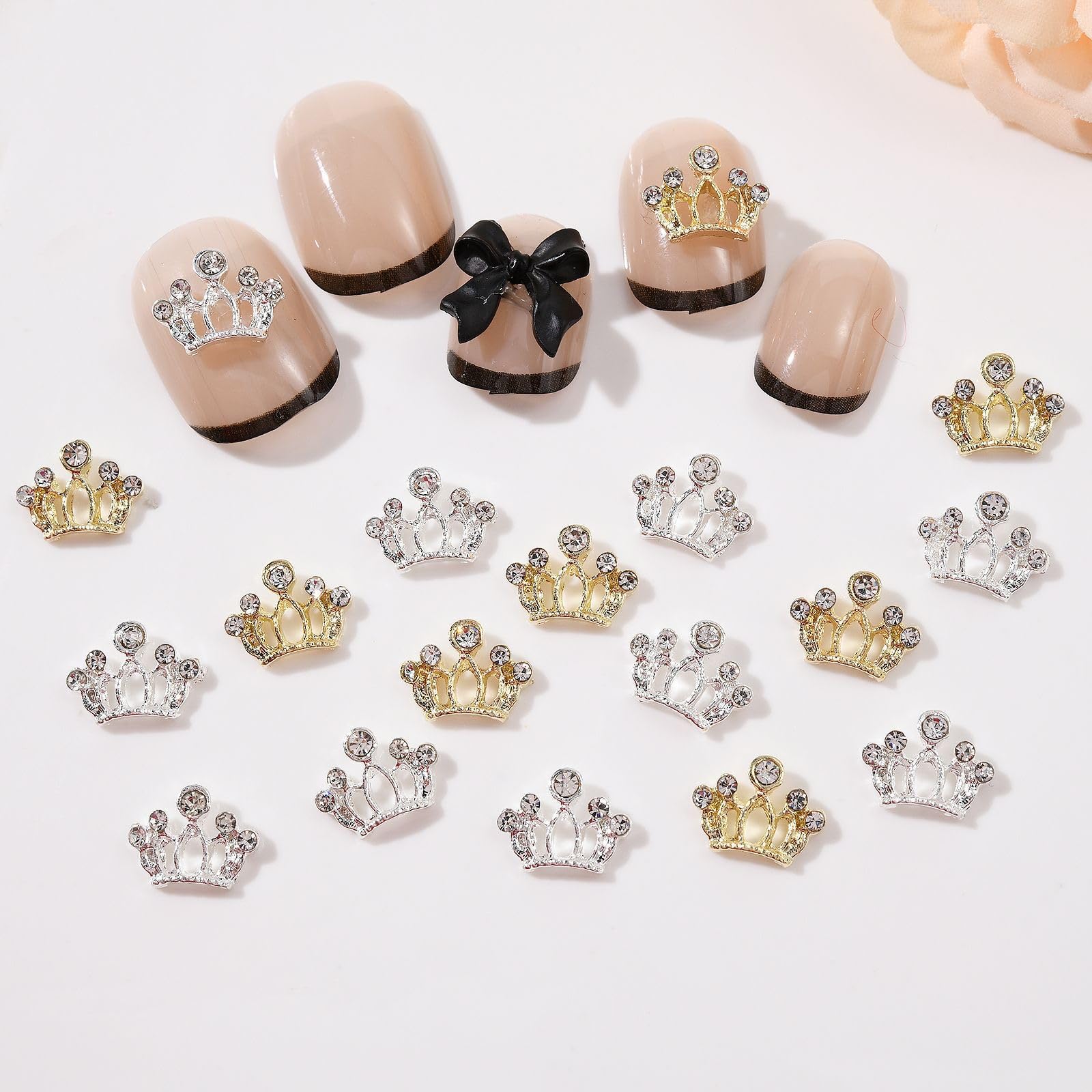 Maigitur assortment spread of gold and silver crowns for mixing and matching designs