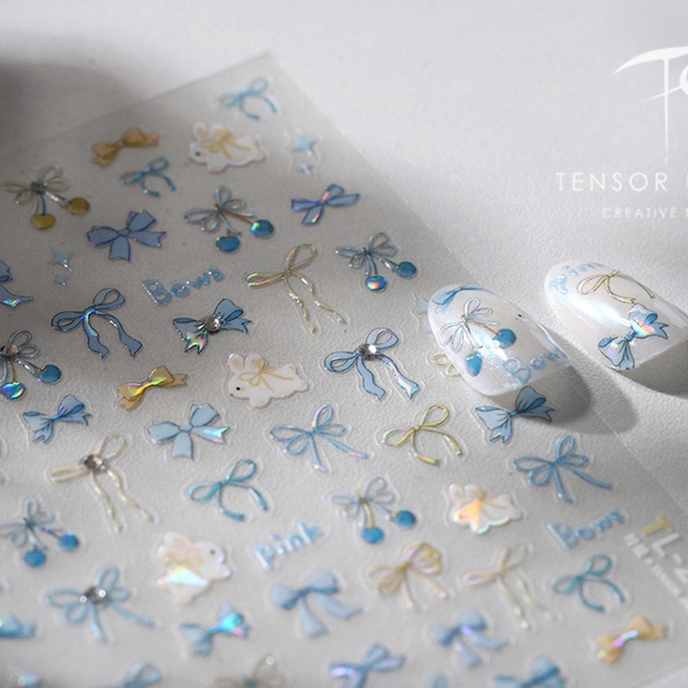 Maigitur rhinestone detail on blue bow providing subtle sparkle benefit