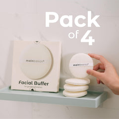 MainBasics face scrubber packed in a travel pouch for portability and on-the-go care