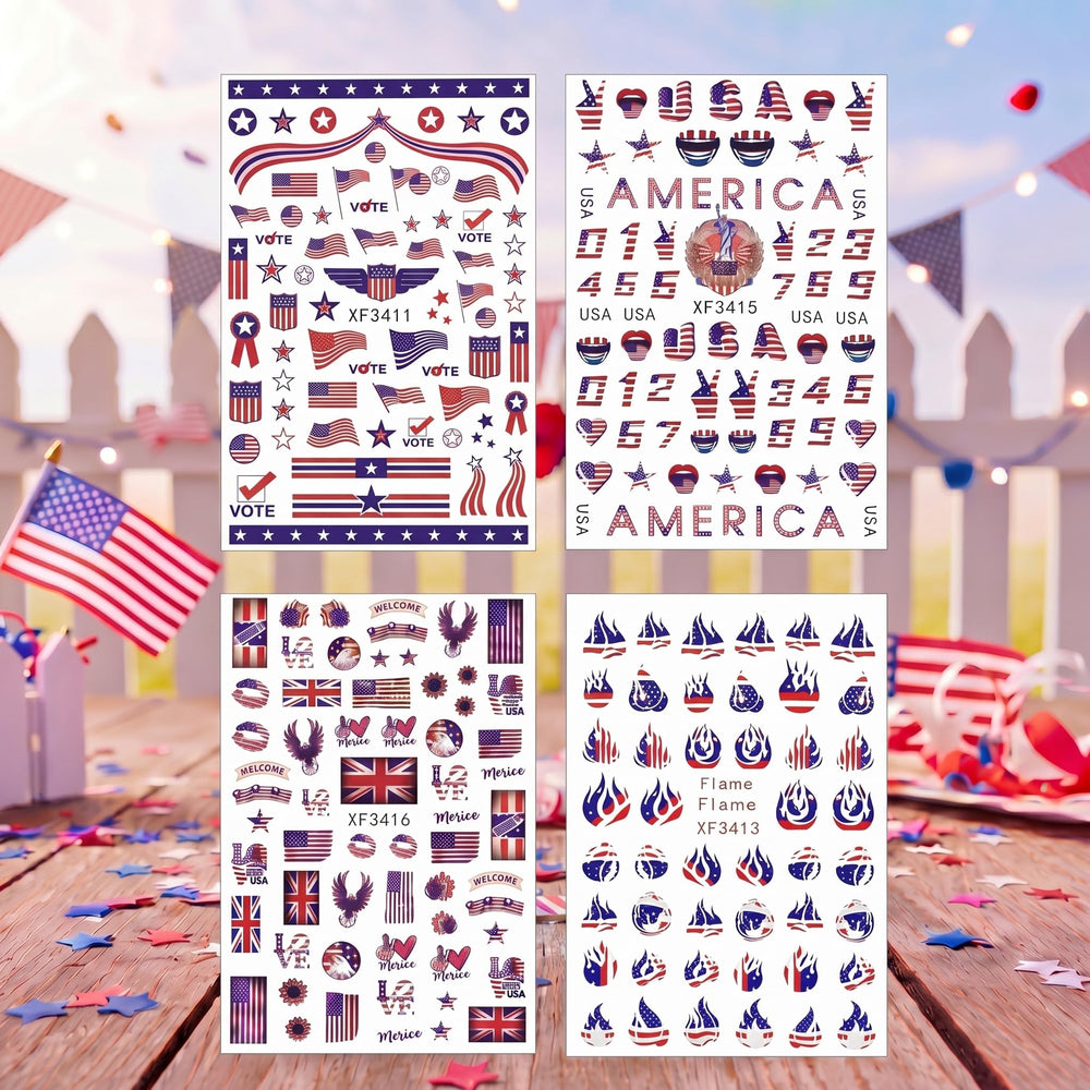 Maitys close-up of flag and star decals showing crisp print and color accuracy