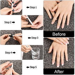 Maitys pointed cap used as cuticle pusher demonstrating quick prep benefit