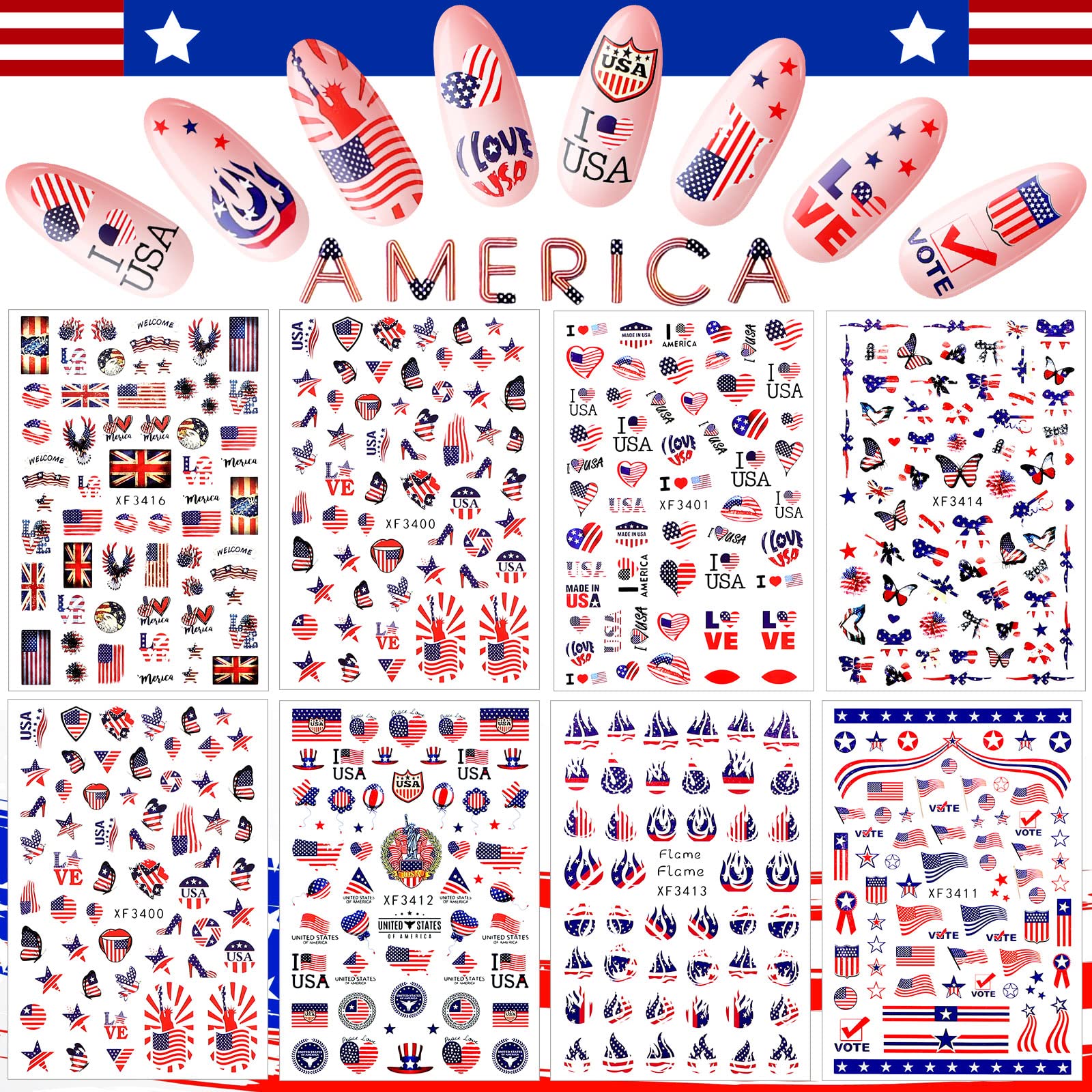 Maitys close-up of sticker sheet details highlighting precise patriotic motifs
