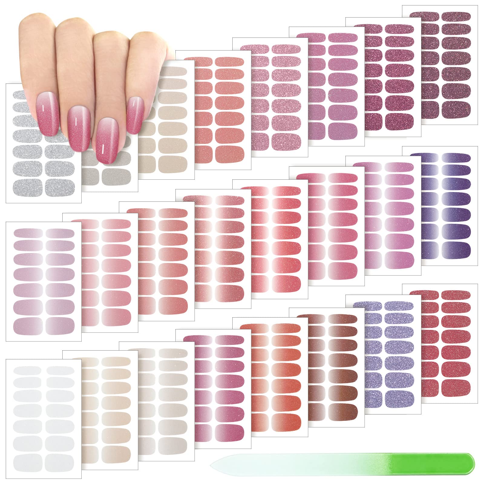 Maitys front packaging showing 24-sheet kit and nail file, clear kit benefit