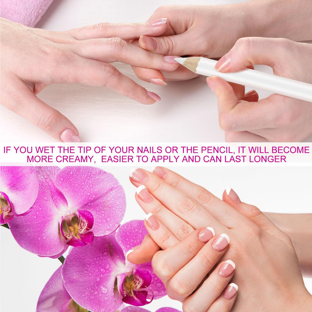 Maitys pencil in use creating a clean French tip for salon-like results