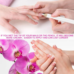 Maitys pencil in use creating a clean French tip for salon-like results
