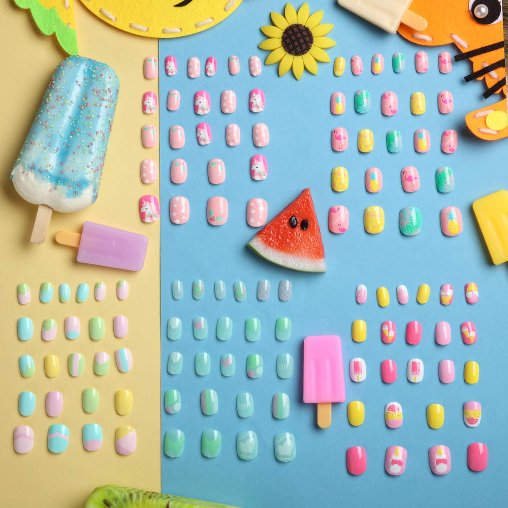 Maitys kids at a birthday crafting party wearing nails showing fun group activity