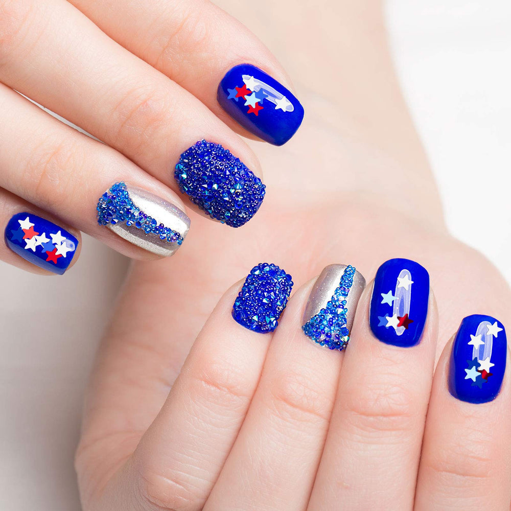 Maitys nail application in-progress demonstrating quick adhesive placement
