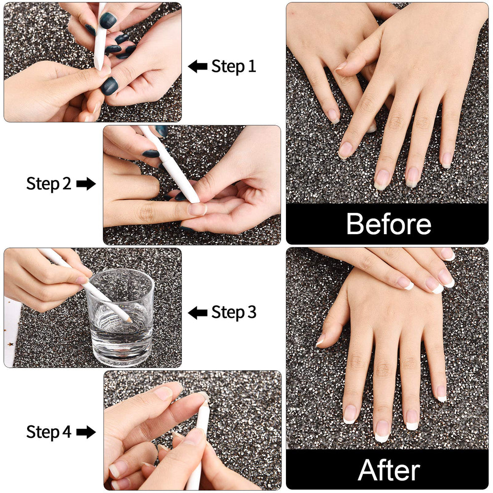 Maitys close-up of creamy pencil tip for precise white nail lines