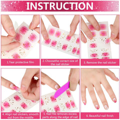 Maitys stickers applied on natural nail demonstrating neat full coverage
