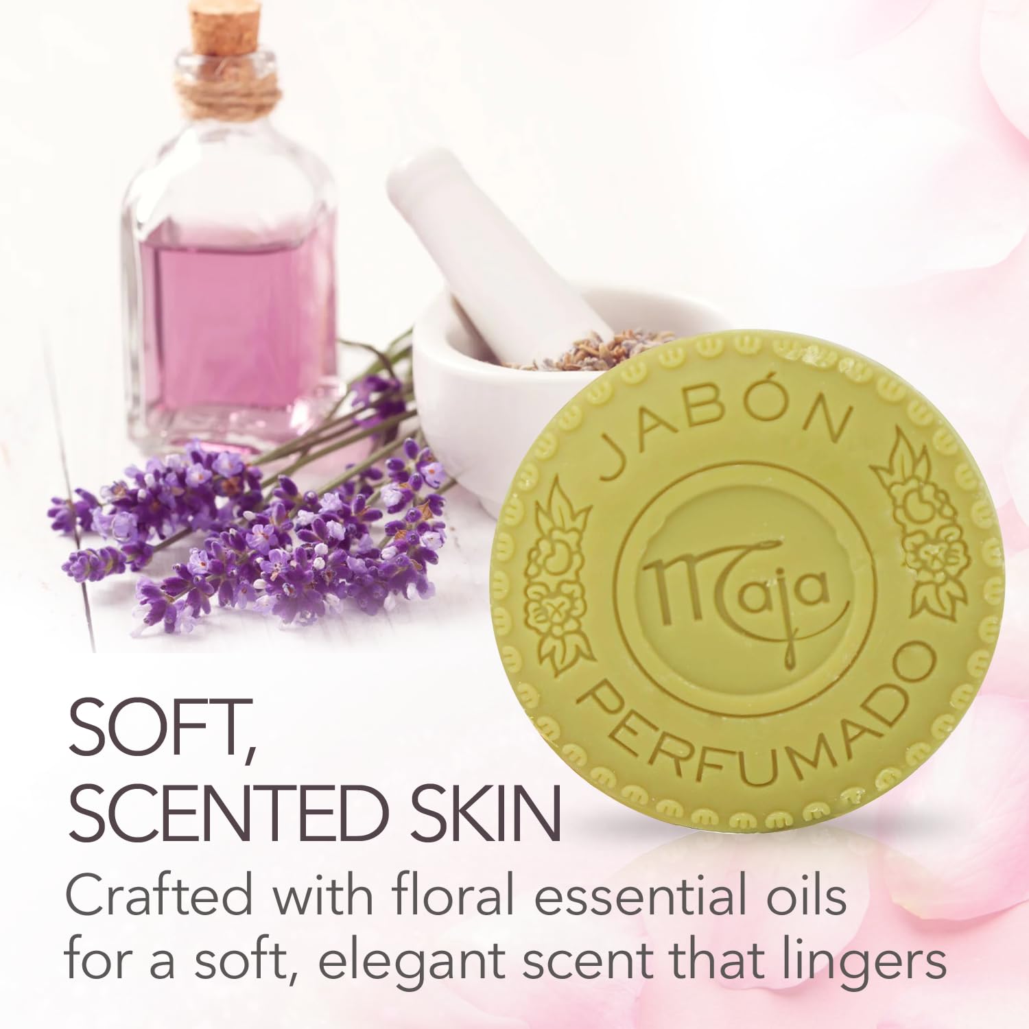 Maja soap bar close-up highlighting deep red color and smooth surface for luxury
