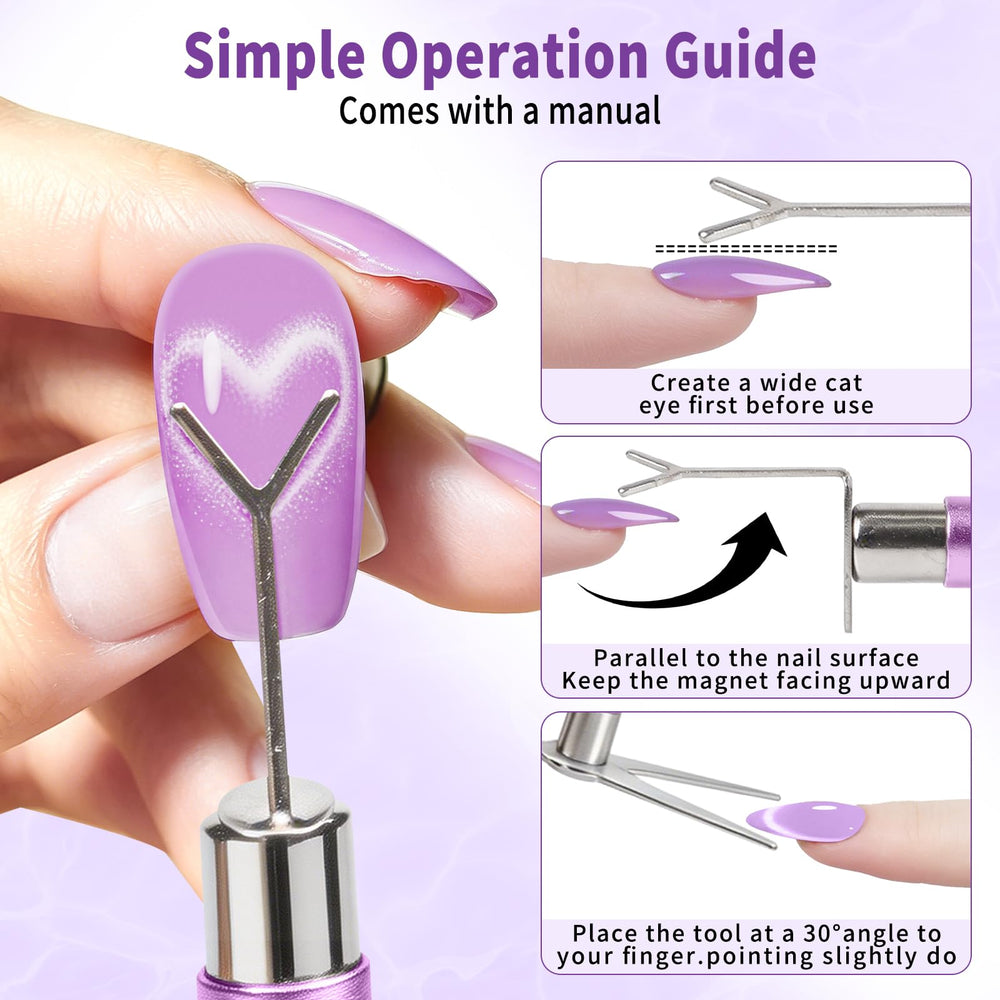 Majeree magnet pen in use creating cat eye effect for fast salon results