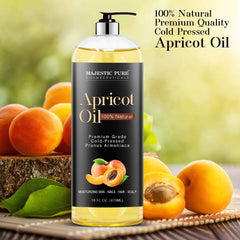Majestic Pure apricot oil applied on skin demonstrating quick absorption benefit