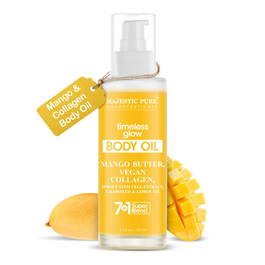 Majestic Pure front bottle view showing clear label and glow benefits