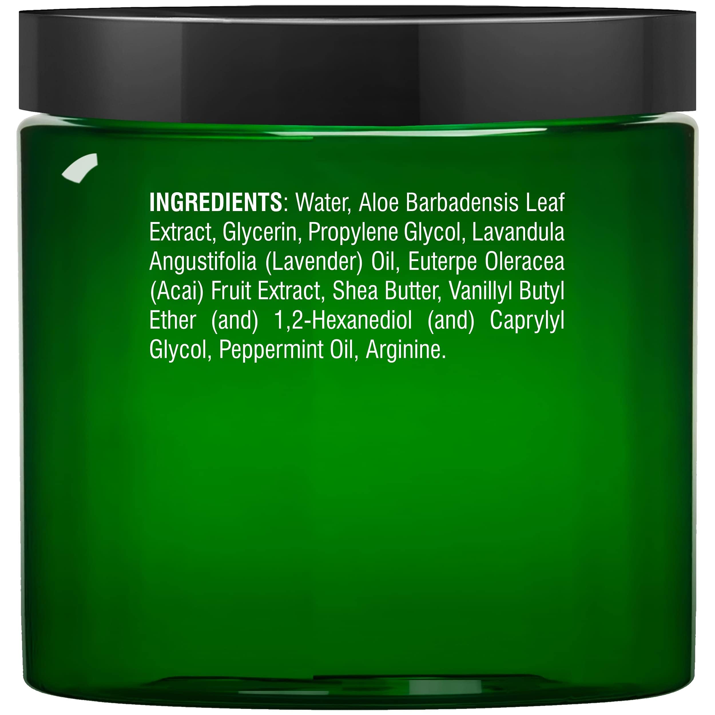 Majestic Pure ingredients: lavender, shea butter, peppermint for deep hydration