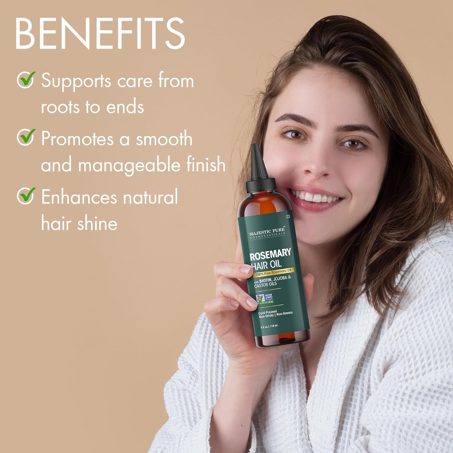Majestic Pure being applied to scalp with applicator illustrating targeted treatment