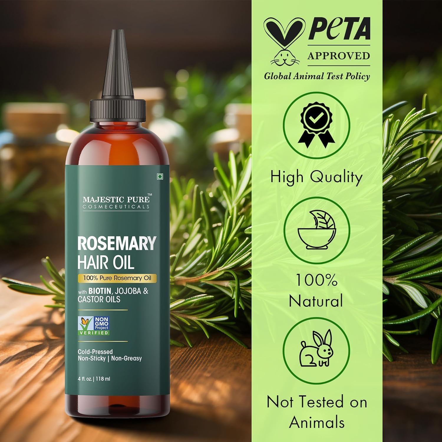 Majestic Pure oil pouring to show smooth texture and easy absorption into hair