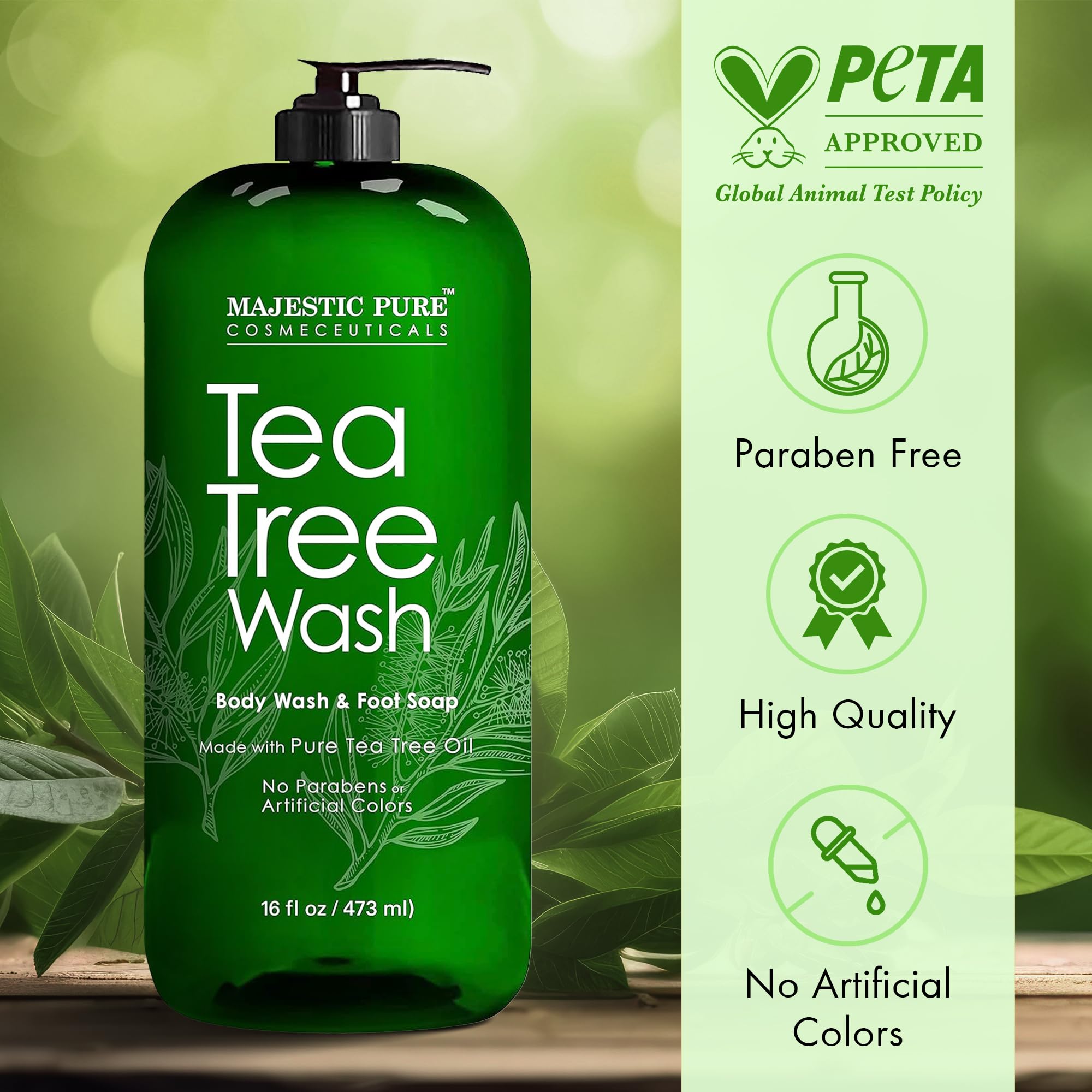 Majestic Pure tea tree plant detail emphasizing natural ingredient clarity and freshness