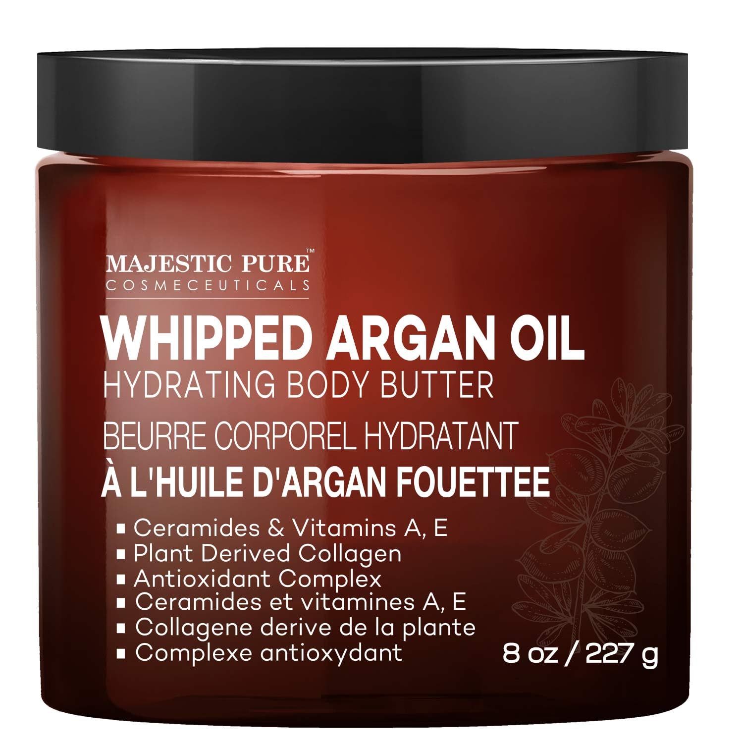 Majestic Pure jar front view showing label and 8oz size for clear identification and benefit