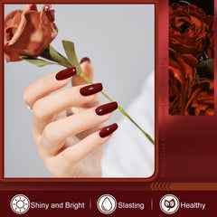Major Dijit nail swatch on hand showing vibrant cherry color and salon shine