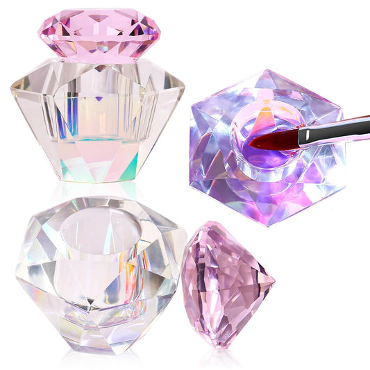 Major Dijit front view of dappen dish set showing elegant crystal design and lids, enhances workstation aesthetic