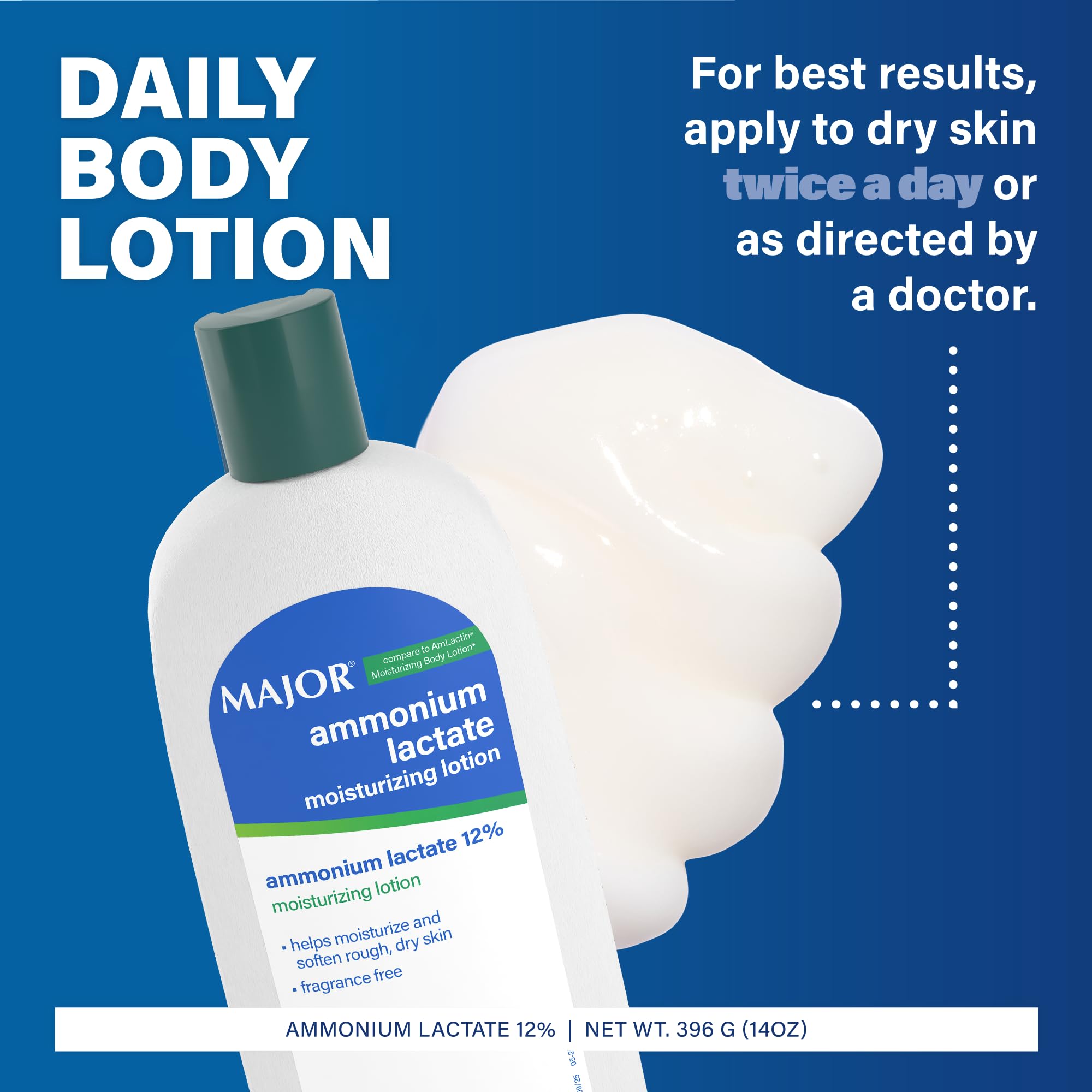 MAJOR lotion applied to hand demonstrating visible softening benefit