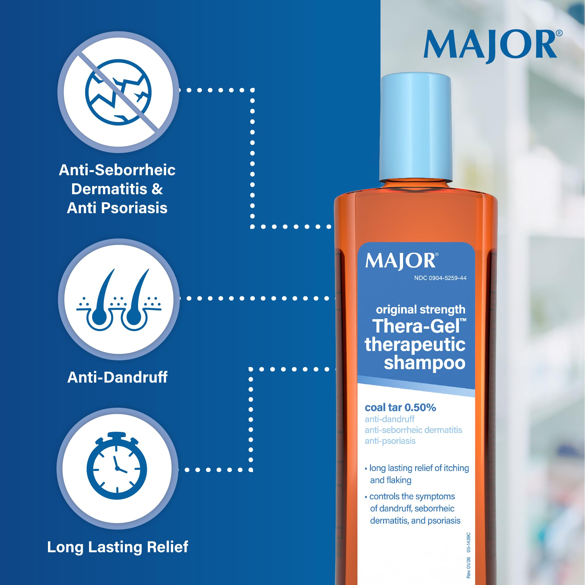 Major Thera-Gel being massaged into a scalp demonstrating treatment application and reduced flaking