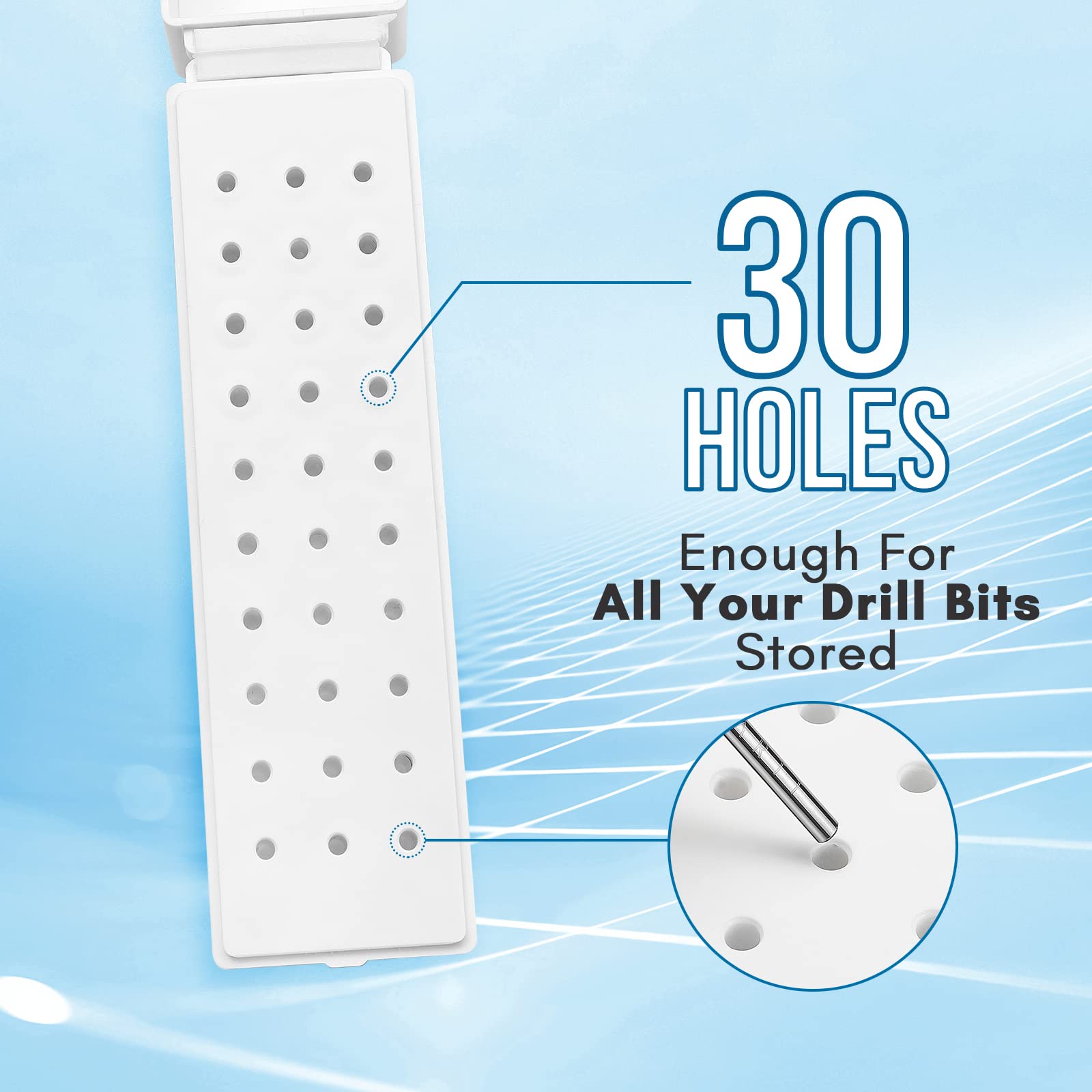 Makartt 30 holes top-down view showing organized bit storage at glance