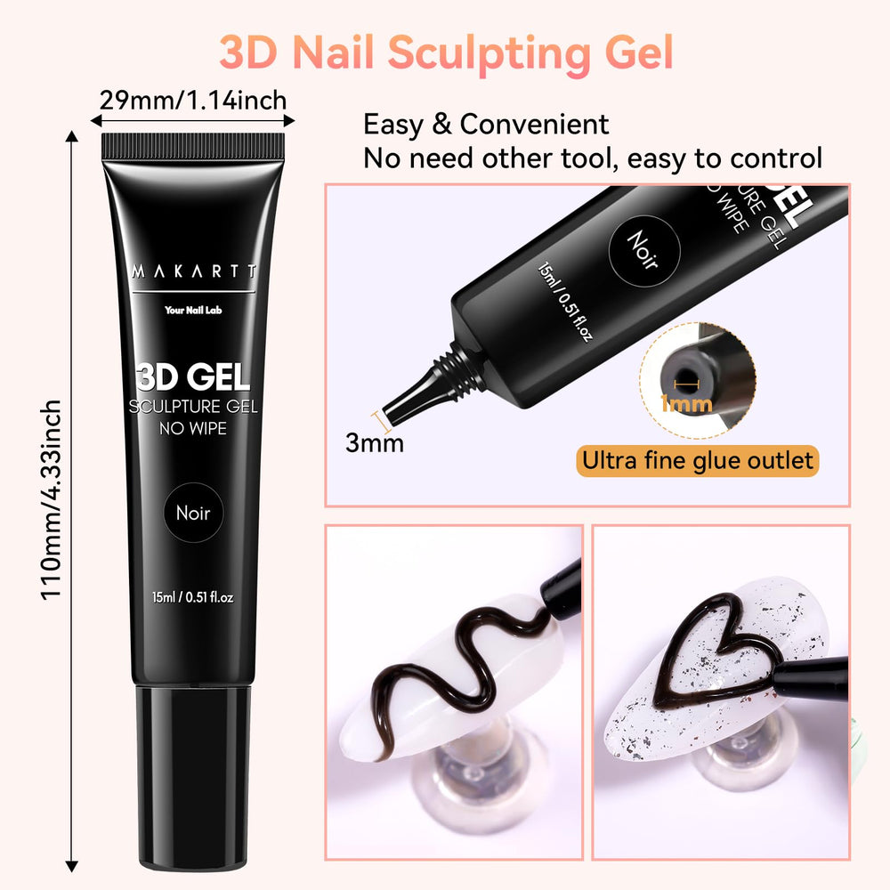 Makartt 3D gel drops on nail demonstrating raised design hold benefit