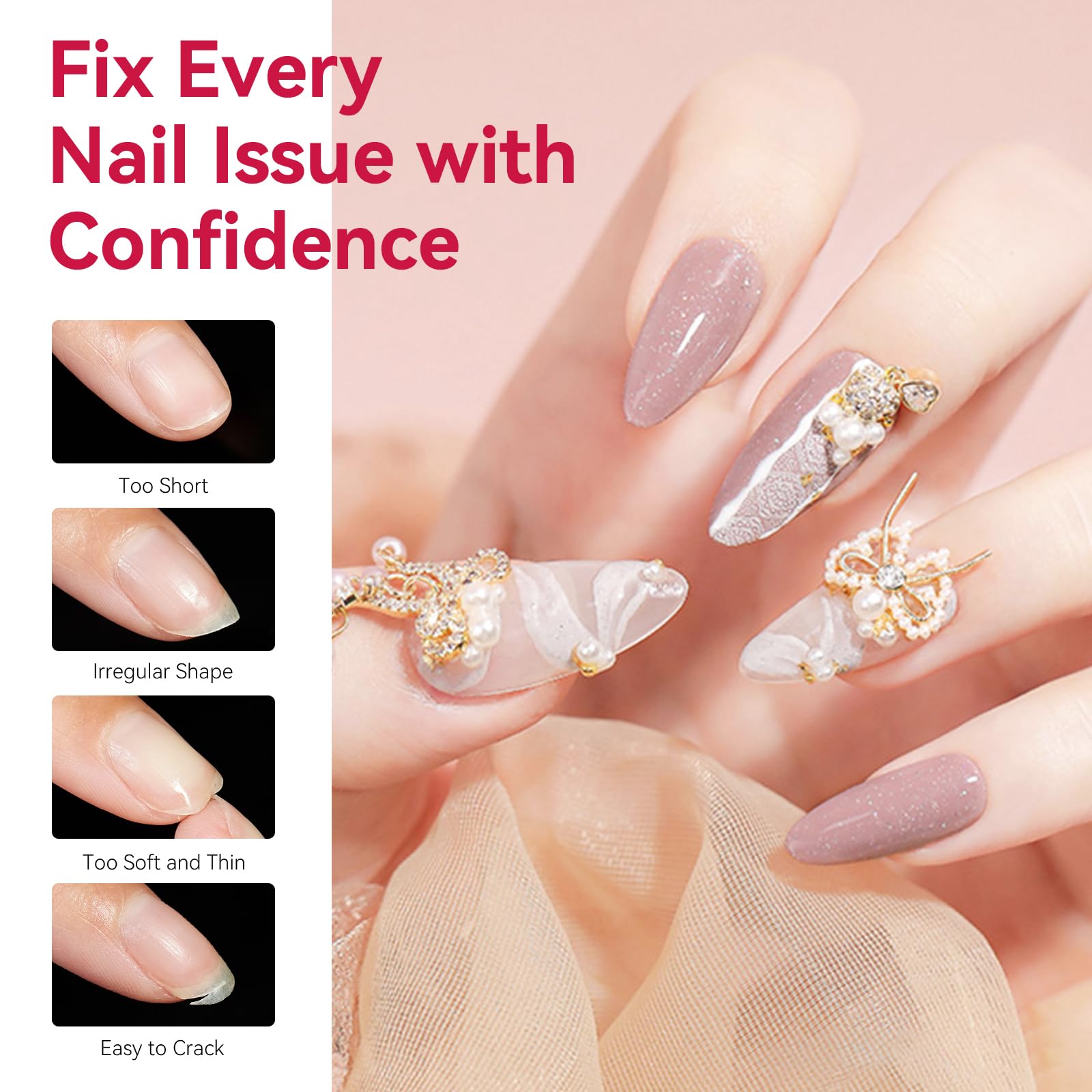 Makartt tips being applied with glue showing easy press-on placement benefit
