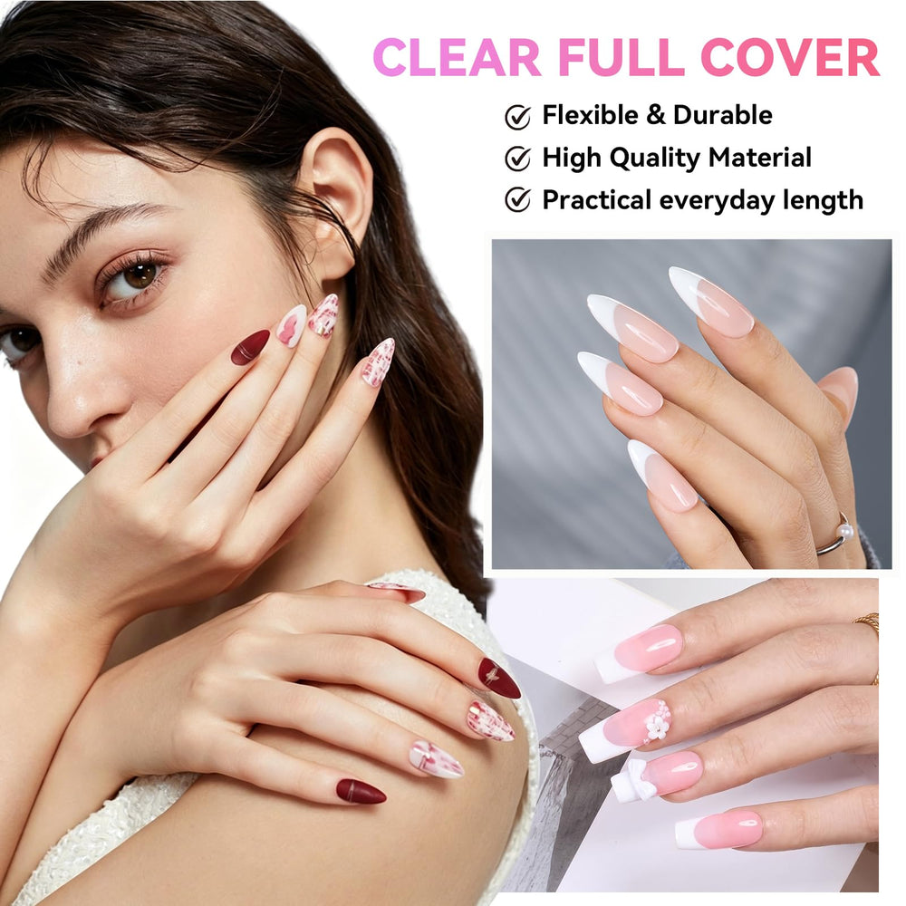 makartt almond-shaped tip on fingers elongating nail appearance