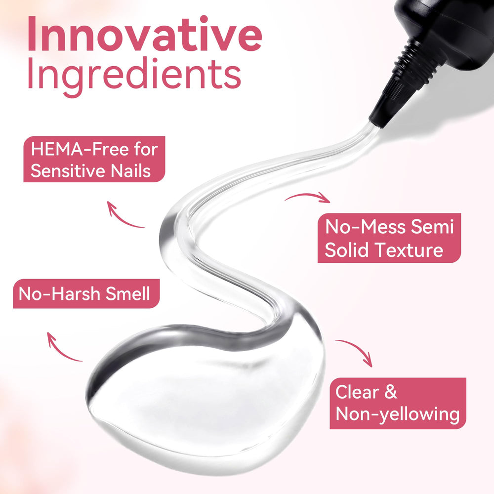Applying Makartt glue to press-on nails demonstrating easy at-home use
