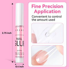 Makartt glue applied to press-on nail being pressed, fast secure bond demonstrated