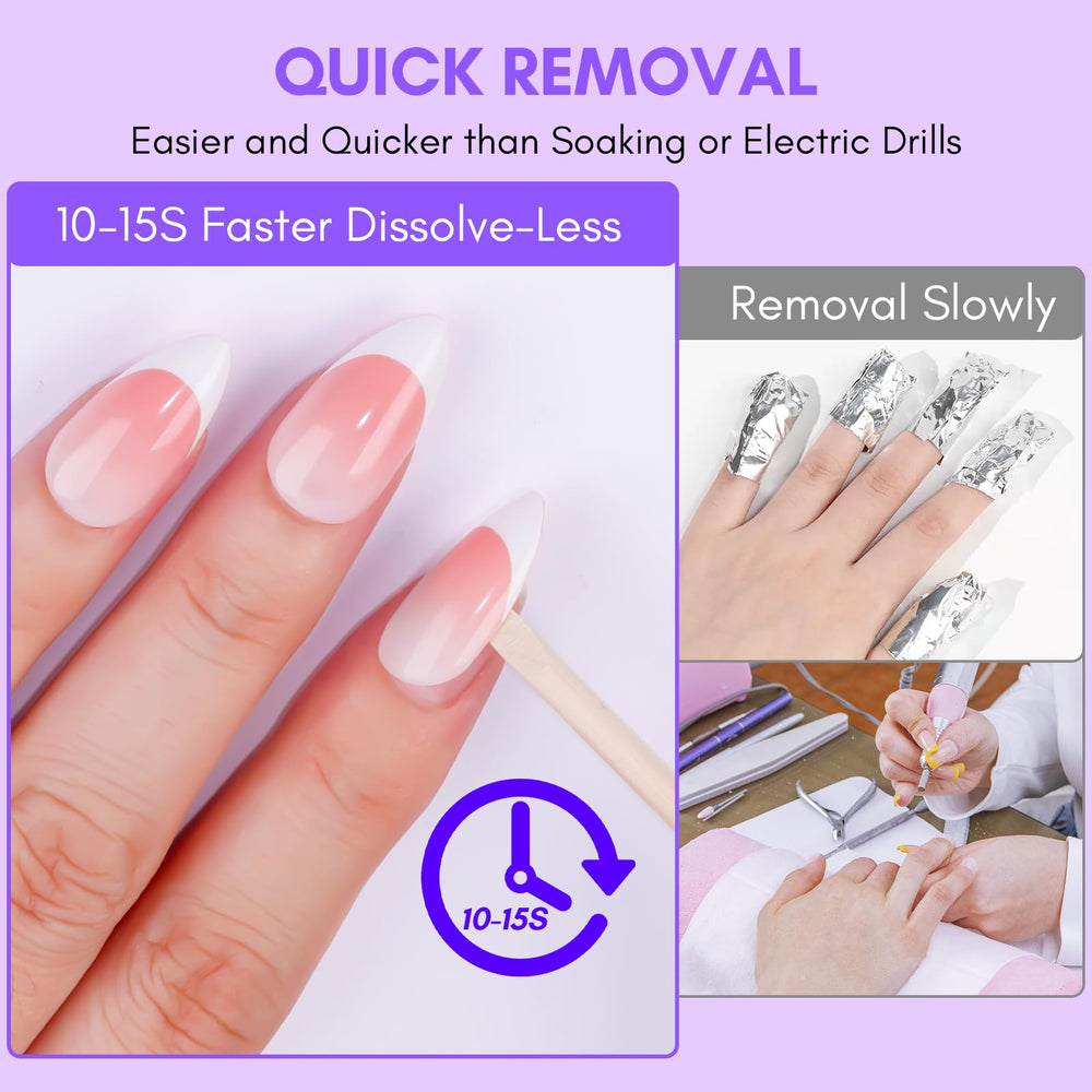 Makartt spray being applied to a press-on nail for quick removal