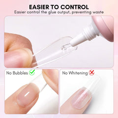 Makartt applying gel onto false nail for secure press-on adhesion