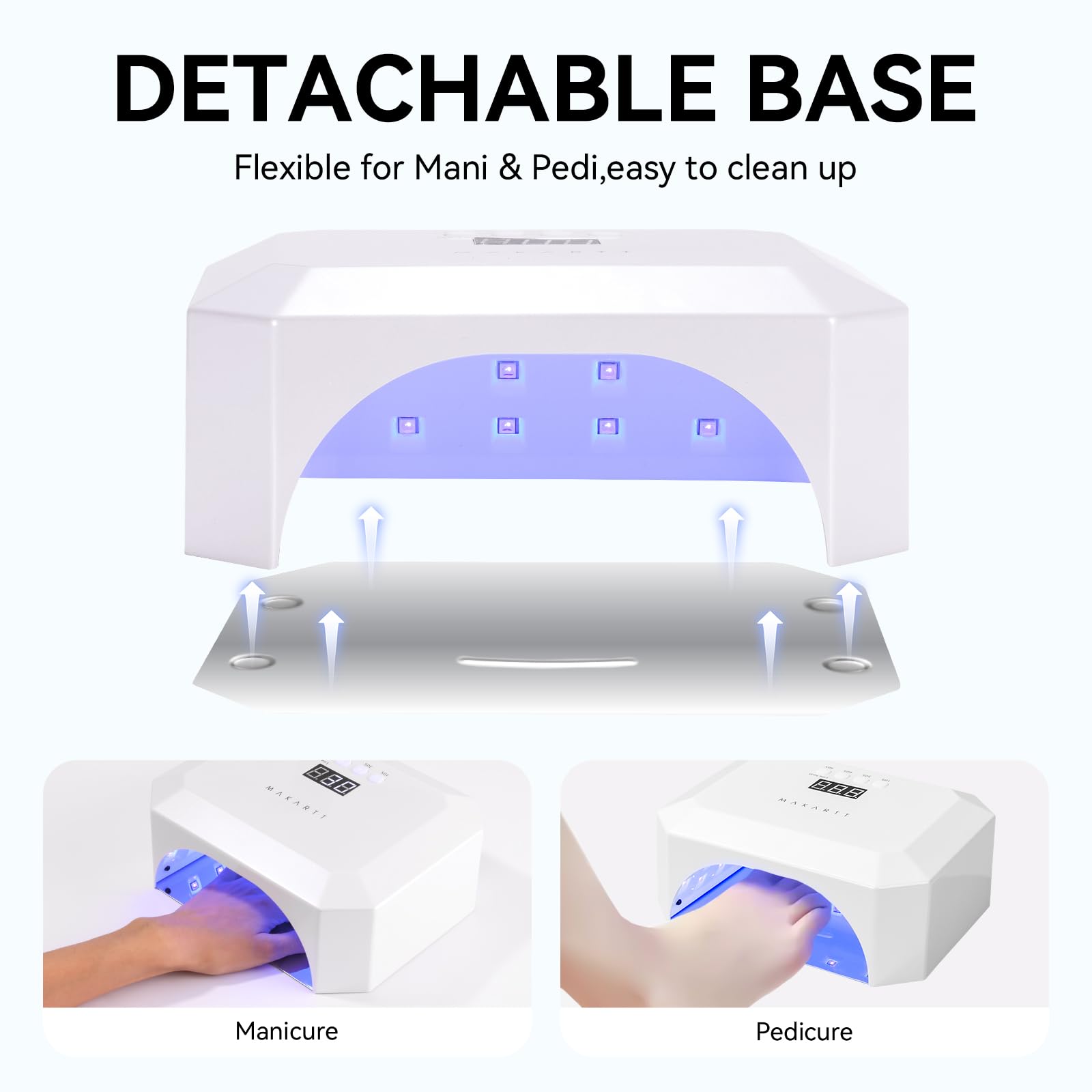 Makartt Aurora positioned for pedicure demonstrating roomy interior and efficient curing