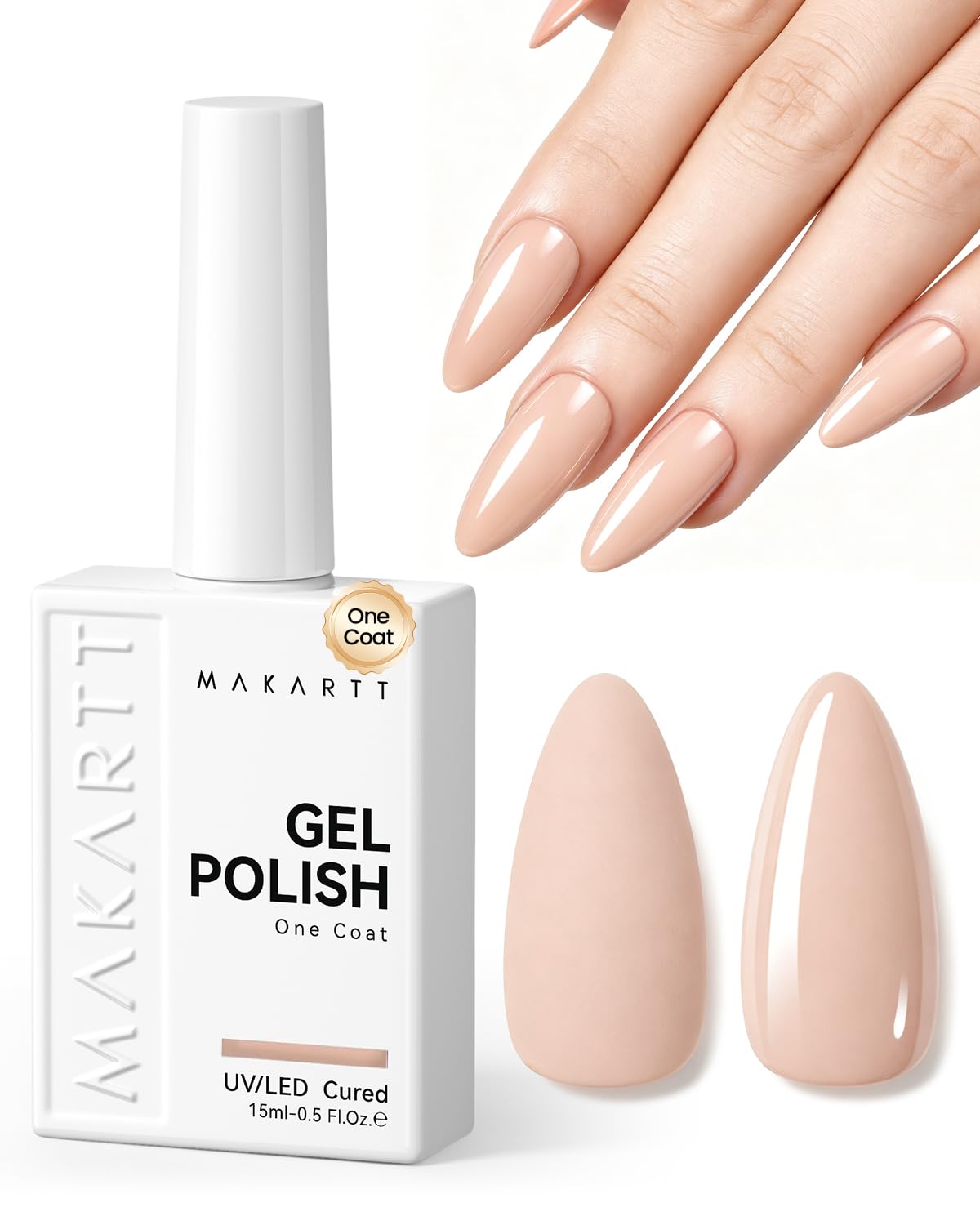 Makartt bottle front view showing Barely There shade and glossy finish
