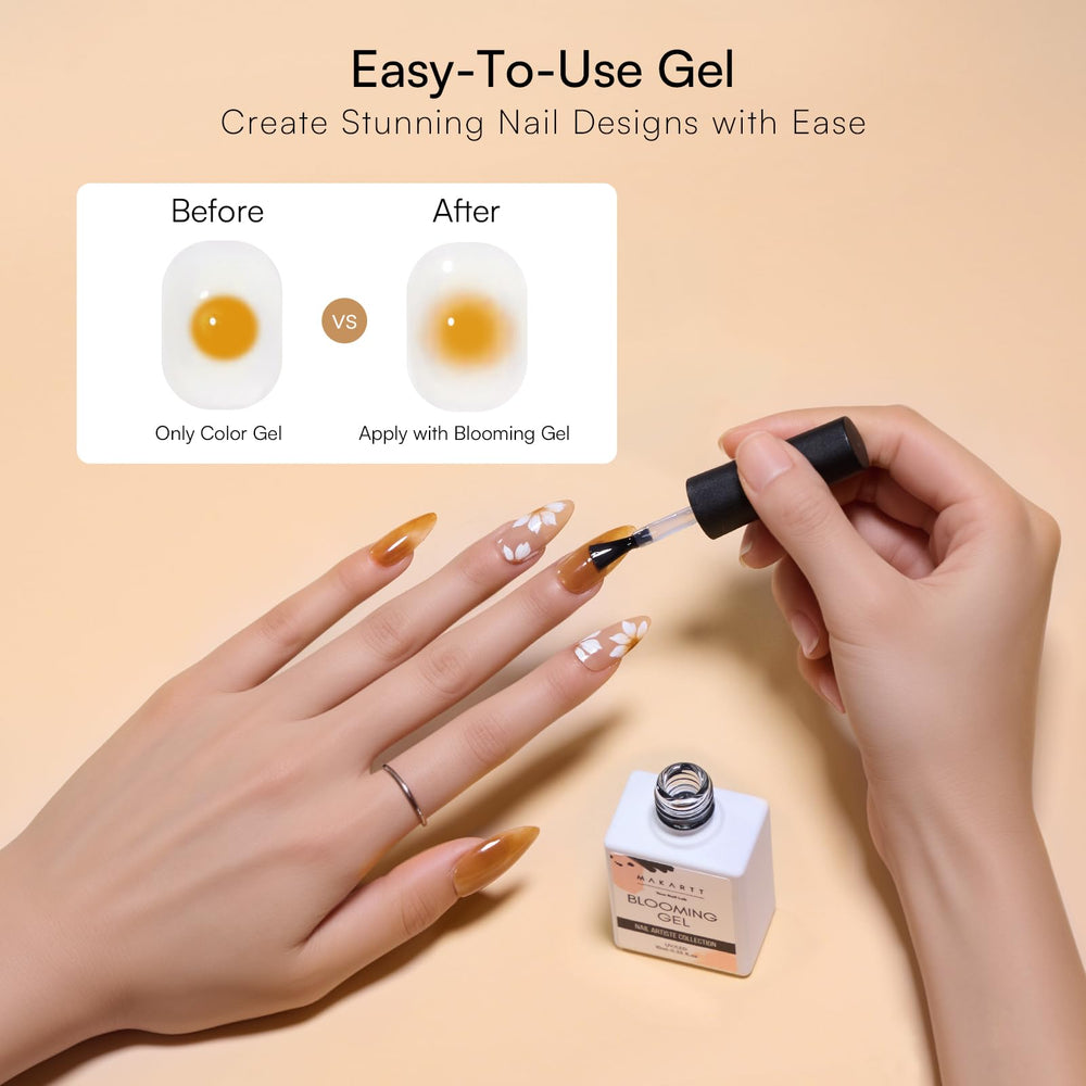 Makartt brush applying blooming gel demonstrating simple technique
