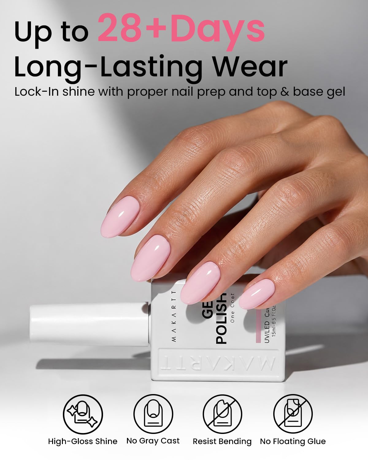Makartt finished manicure on hands showing long-lasting high-gloss finish
