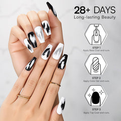 Makartt brush stroke of black gel on nail swatch demonstrating smooth application