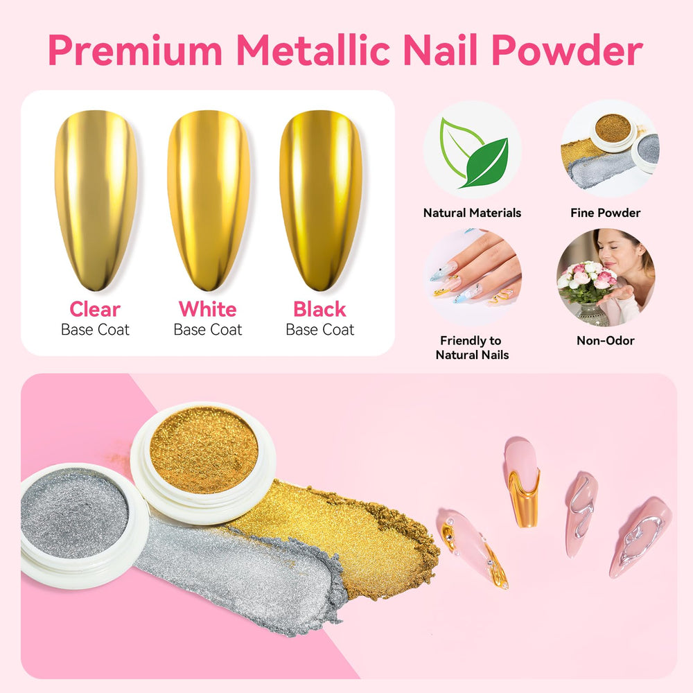makartt chrome powders open jars showing rich metallic pigments