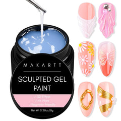 Makartt clear 3D painting gel bottle showing compact travel-friendly size and brand