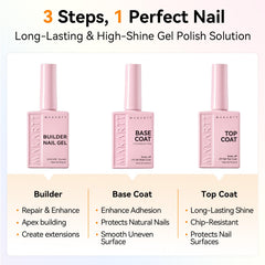 Makartt clear builder gel texture pour emphasizing self-leveling benefit