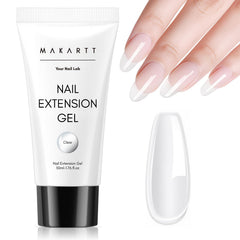 Makartt clear poly gel front bottle showing product clarity and volume